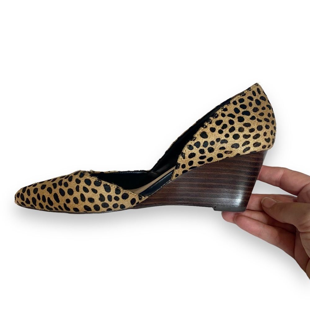 Sole Society | Womens D’Orsay Cheetah Print Fur Wedges | Size 5.5 - Picture 5 of 12
